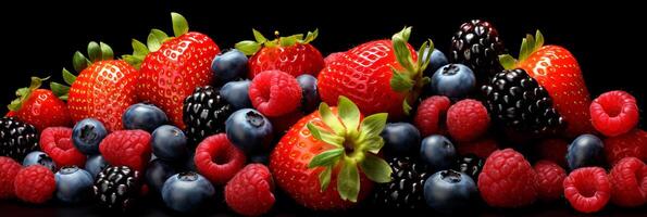 AI generated Exquisite and irresistible mixed berry medley for a mouthwatering and captivating background banner photo