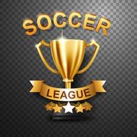 Soccer League Trophy, Isolated on Background, Vector Illustration