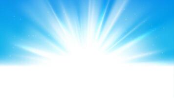 White Sun Light on Blue Background, Vector Illustration