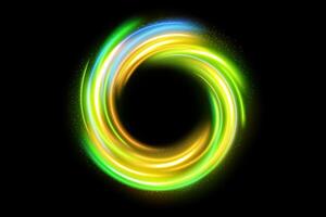 Abstract Ring Light Effect Isolated On Dark Background, Vector Illustration