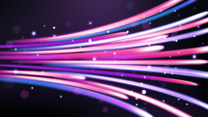 Colorful Light Trails, Long Time Exposure Motion Blur Effect, Vector Illustration