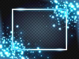 Blue Rectangle with Blinding Spark, Vector Illustration