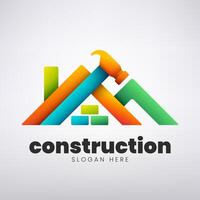 Construction Logo Design, Creative Build with a Hammer Company, Vector Illustration