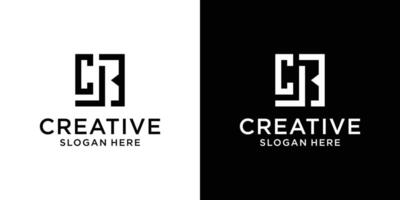 Abstract Initial letter C J B with line style logo design vector