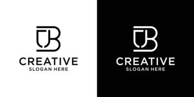 Abstract Initial letter U B with line style logo design vector