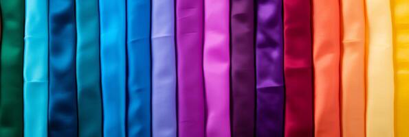 AI generated Full frame view of vibrant lgbt flag wall mural featuring colorful palette design. Banner photo