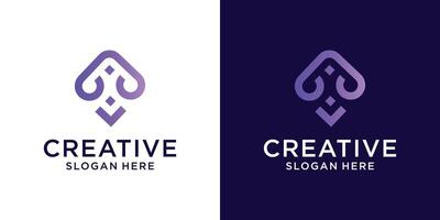Initial letter A with line style logo design vector