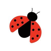 Cute ladybug. Vector illustration with red ladybug. Hand drawn style. White isolated background.