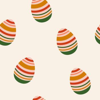 Seamless pattern with Easter Eggs. Easter eggs in hand drawn style. Vector illustration. Seamless Easter pattern. Holiday wrapping paper, modern flat vector design.
