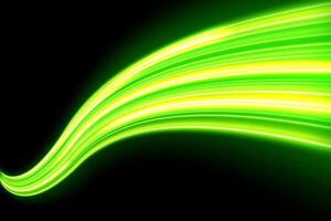 Green Light Trails, Long Time Exposure Motion Blur Effect, Vector Illustration