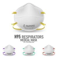 Realistic N95 Respirator Mask with 3 Predefined Color, Vector Illustration