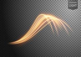 Abstract Gold Wavy Line of Light with A Background, Isolated and Easy to Edit, Vector Illustration