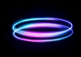 Abstract Multicolor Ring Line of Light, Isolated on Dark Background, Vector Illustration