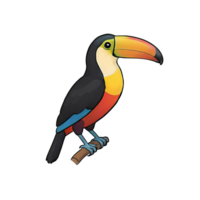 ai généré toucan main tiré dessin animé style illustration png