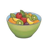 ai généré fruit salade main tiré dessin animé style illustration png