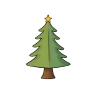 AI generated Christmas Tree Hand Drawn Cartoon Style Illustration png