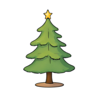 AI generated Christmas Tree Hand Drawn Cartoon Style Illustration png