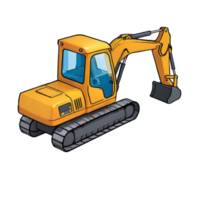 AI generated Excavator Hand Drawn Cartoon Style Illustration png