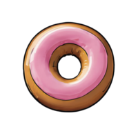 AI generated Donuts Glazed Hand Drawn Cartoon Style Illustration png