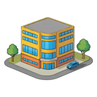 AI generated Office Building Hand Drawn Cartoon Style Illustration png