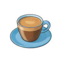 ai généré café main tiré dessin animé style illustration png