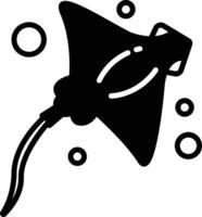 Manta ray glyph and line vector illustration