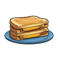 AI generated Grilled Cheese Sandwich Hand Drawn Cartoon Style Illustration png