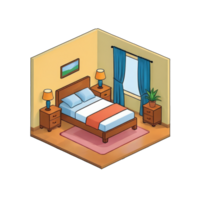 AI generated Guest Room Hand Drawn Cartoon Style Illustration png