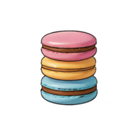 ai généré macarons main tiré dessin animé style illustration png