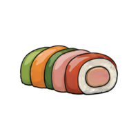 AI generated Japanese Sushi Hand Drawn Cartoon Style Illustration png