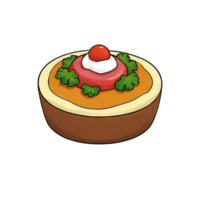 ai généré fromage Tarte main tiré dessin animé style illustration png