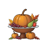 AI generated Thanksgiving Centerpieces Hand Drawn Cartoon Style Illustration png