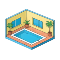 AI generated Indoor Pool Hand Drawn Cartoon Style Illustration png