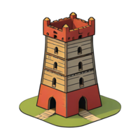 ai generato assedio Torre mano disegnato cartone animato stile illustrazione png