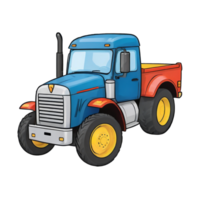 AI generated Truck Tractor Hand Drawn Cartoon Style Illustration png