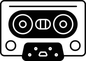 Cassette glyph and line vector illustration