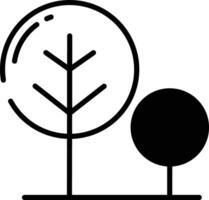 árbol glifo y línea vector ilustración