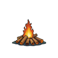 ai généré feu de camp main tiré dessin animé style illustration png