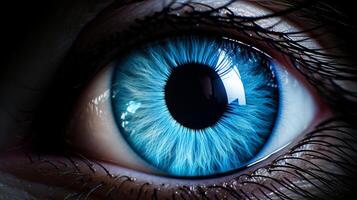 AI generated Close-up high-resolution macro shot of detailed mans eye in extreme detail and vivid colors photo