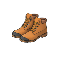 ai généré randonnée bottes main tiré dessin animé style illustration png