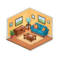 AI generated Living Room Hand Drawn Cartoon Style Illustration png