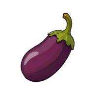 AI generated Eggplant Hand Drawn Cartoon Style Illustration png