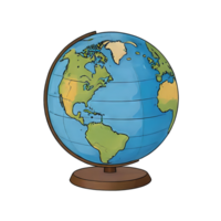 AI generated Earth Globe Hand Drawn Cartoon Style Illustration png
