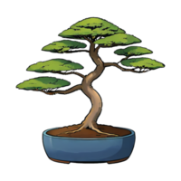 ai genererad bonsai hand dragen tecknad serie stil illustration png