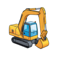 AI generated Mini Excavator Hand Drawn Cartoon Style Illustration png