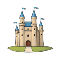 ai généré Château main tiré dessin animé style illustration png