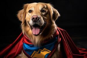 AI generated Labrador retriever as superdog with copy space, exemplifying leadership and superhuman power photo