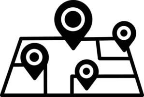 Location glyph and line vector illustration