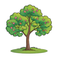 ai généré floraison arbre main tiré dessin animé style illustration png
