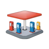 AI generated Gas Station Hand Drawn Cartoon Style Illustration png